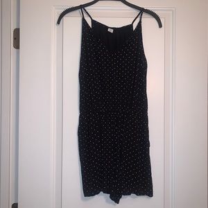 Old Navy Black white dot Romper Petite XSP